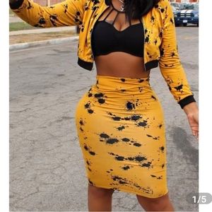 Splash Ink Crop Jacket and Skirt